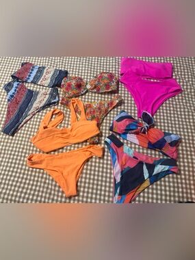 Women’s Bikini Set Lot - Bright Orange, Hot Pink, Multicolor Bundle - see below